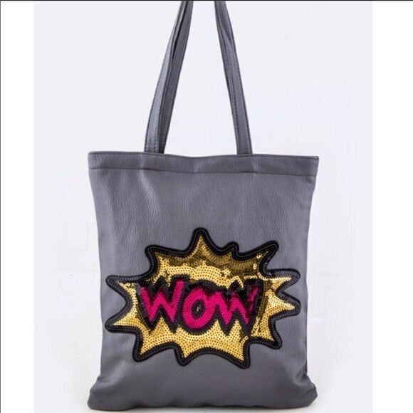 TOTE Faux leather sequin I Hate Monday Gray - Picture 1 of 2